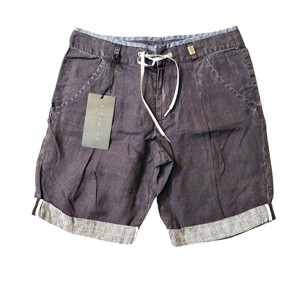 Richmond Cuffed Dark Wash Blue Denim Drawstring Shorts Sz 42 NWT - Picture 4 of 14